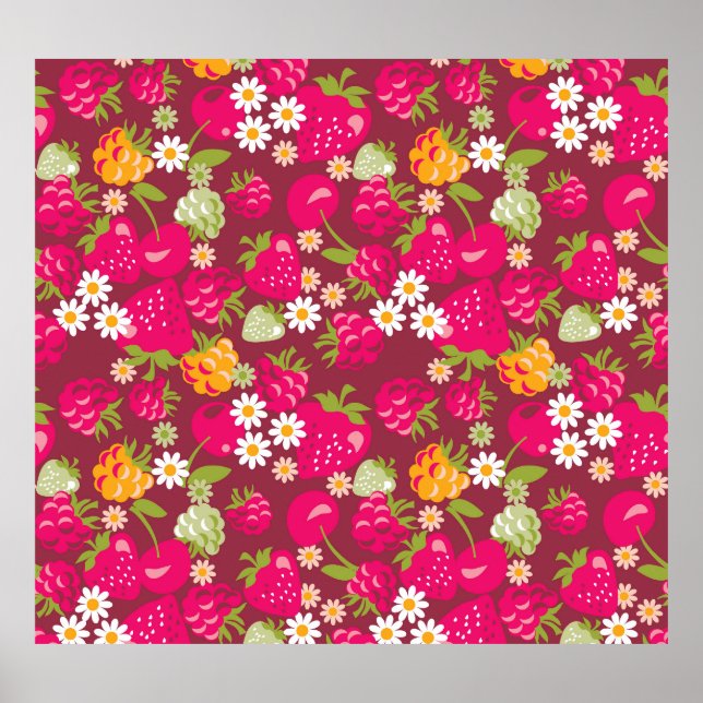 Berry Fabric: Deep Red Seamless Poster (Front)