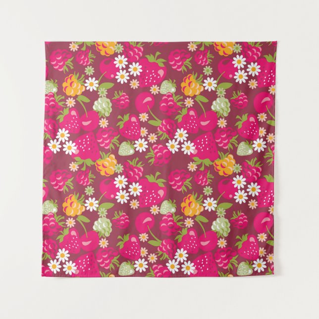 Berry Fabric: Deep Red Seamless Tapestry (Front)