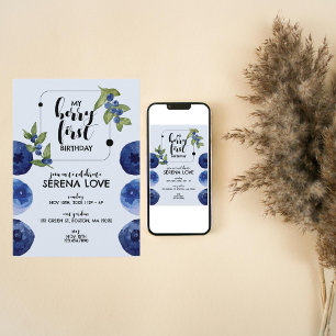 Berry First   1st Birthday   Blueberry   Blue Invitation