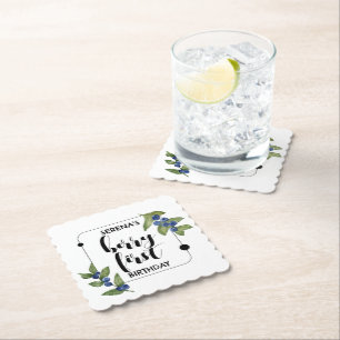 Berry First   1st Birthday   Blueberry   Miminal Paper Coaster