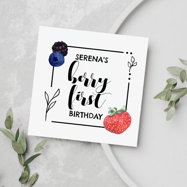 Berry First | 1st Birthday | Mixed Berry | Minimal Napkin (Creator Uploaded)