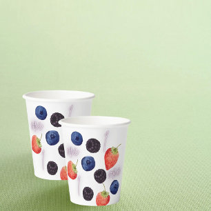 Berry First 1st Birthday Mixed Berry Pattern Paper Cups
