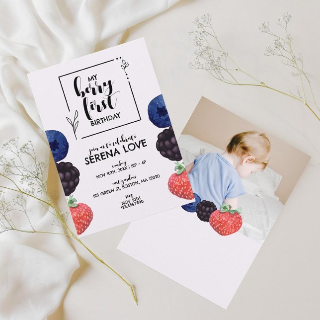 Berry First | 1st Birthday | Mixed Berry | Purple Invitation (Creator Uploaded)