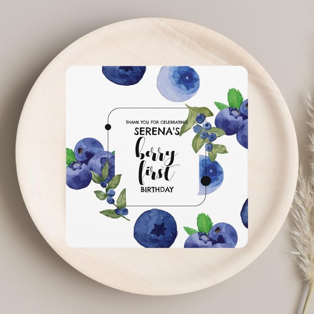 Berry First | 1st Birthday | Modern Blueberry Thank You Card (Creator Uploaded)