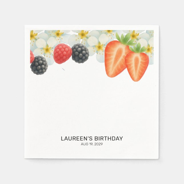 Berry First 1st Birthday  Napkin (Front)