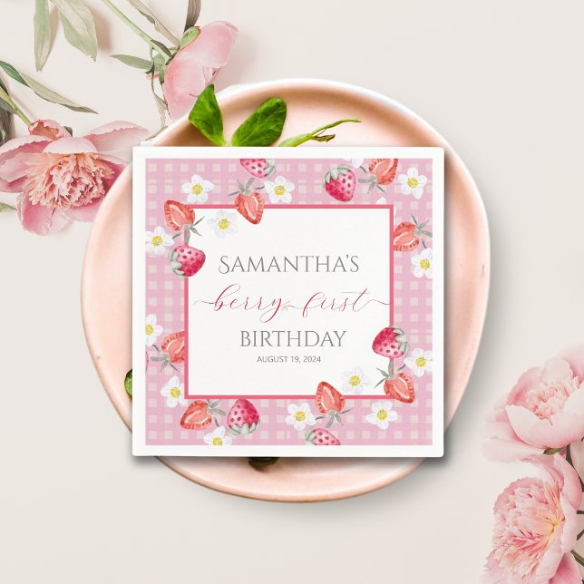 Berry First 1st Birthday Paper Plate Napkin (Creator Uploaded)