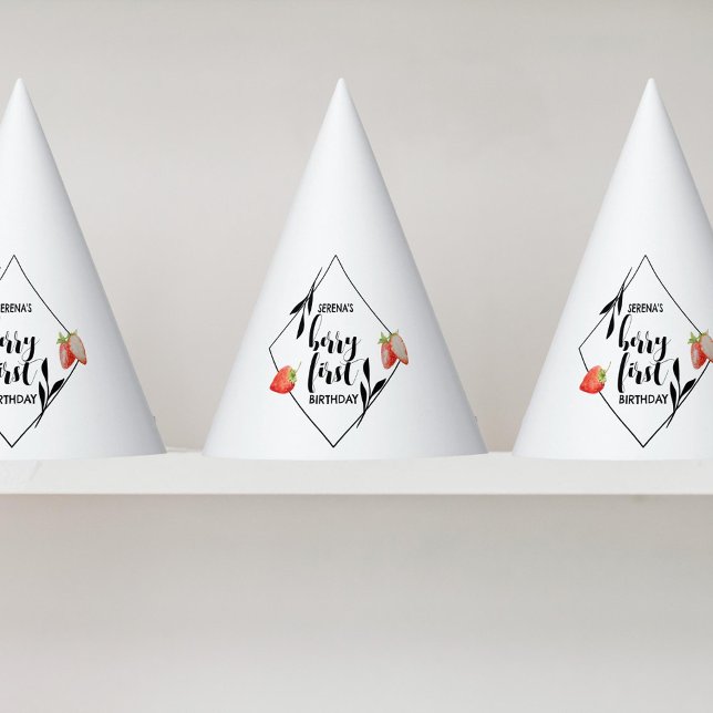 Berry First | 1st Birthday | Strawberry | Modern Party Hat (Creator Uploaded)
