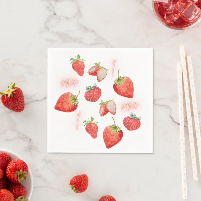 Berry First | 1st Birthday | Strawberry | Pattern Napkin (Insitu)