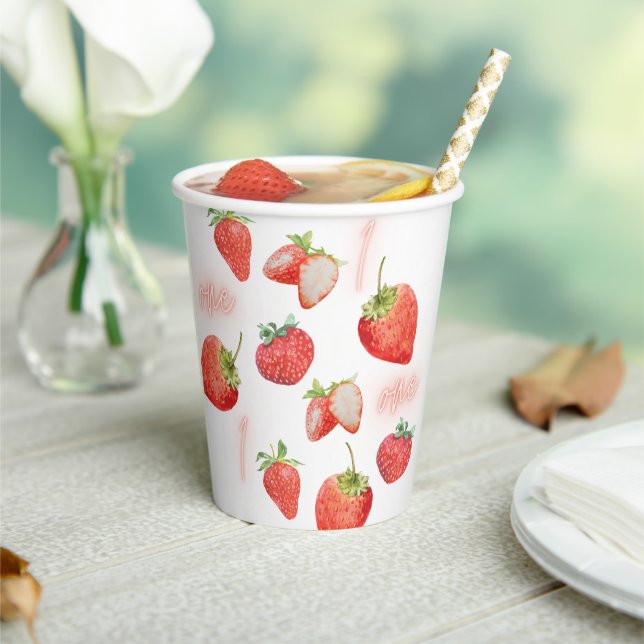 Berry First | 1st Birthday | Strawberry | Pattern Paper Cups (Insitu)