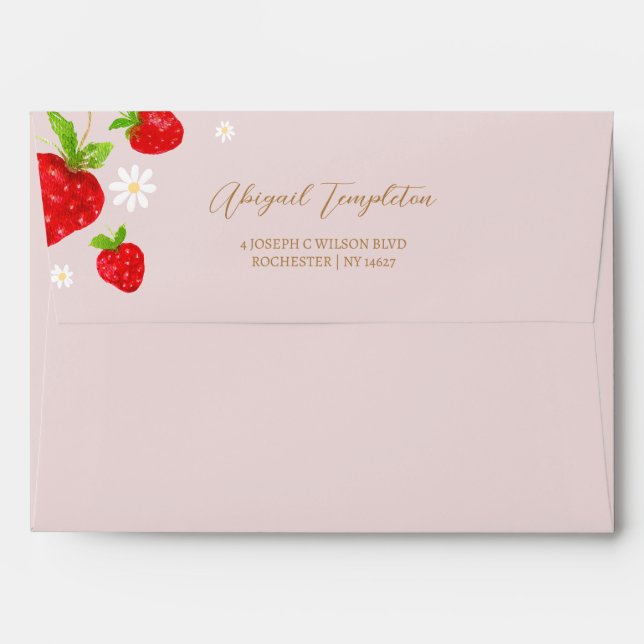 Berry First 1st Strawberry Birthday Address Envelope (Back (Top Flap))