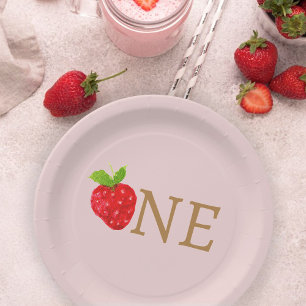 Berry First 1st Strawberry Birthday Paper Plate