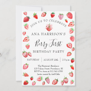 Berry First Birthday 1st Birthday Invitation