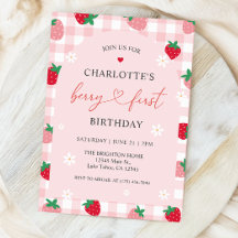 Berry First Birthday 1st Birthday Invitation