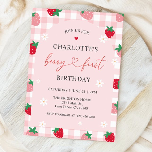 Berry First Birthday 1st Birthday Invitation (Creator Uploaded)