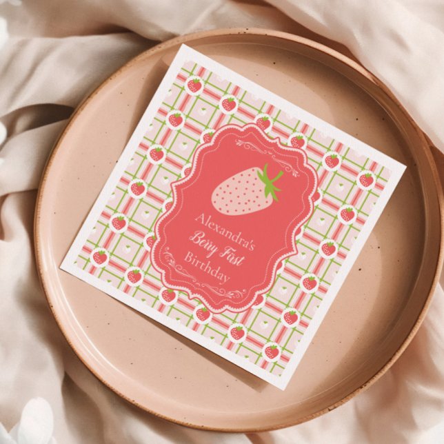 Berry First Birthday 1st Birthday Napkin (Creator Uploaded)