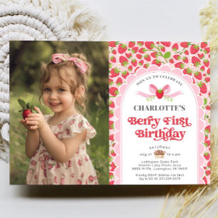 Berry First Birthday 1st Birthday Photo Invitation