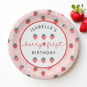Berry First Birthday 1st Birthday Strawberry Party Paper Plate