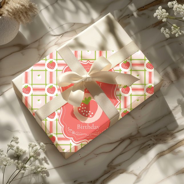 Berry First Birthday 1st Birthday Wrapping Paper Sheet (Creator Uploaded)