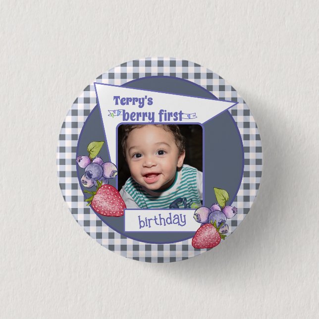 Berry First Birthday 3 Cm Round Badge (Front)