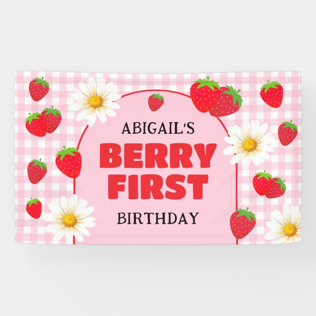 BERRY FIRST BIRTHDAY  BANNER (Horizontal)