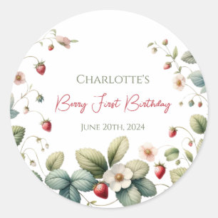 Berry First Birthday Classic Round Sticker
