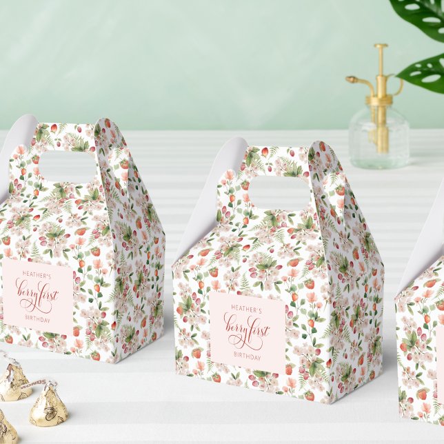 Berry First Birthday Favour Box (Strawberry Floral Berry First Birthday Favor Box by Painted Paperie
)