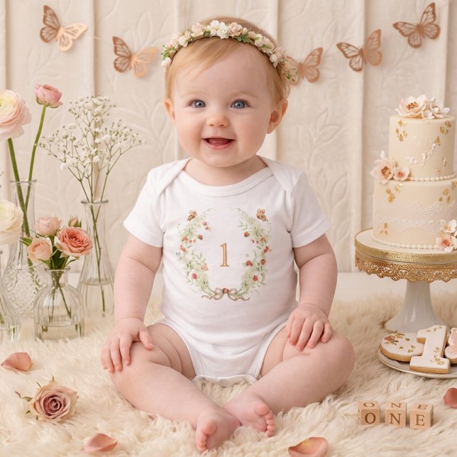 Berry First Birthday Floral  Baby Bodysuit (Creator Uploaded)