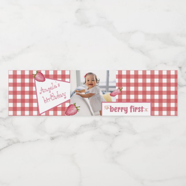 Berry First Birthday Food and Beverage Label Set (Single Label)