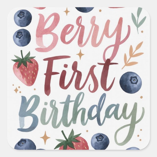 Berry First Birthday for Girls Sticker (Front)