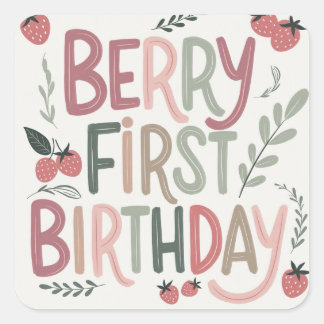 Berry First Birthday for Girls Sticker