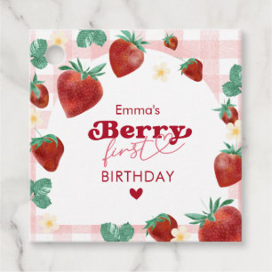 Berry First Birthday Girl 1st Birthday Strawberry Favour Tags