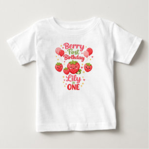 Berry First Birthday Girl Strawberry 1st Birthday  Baby T-Shirt