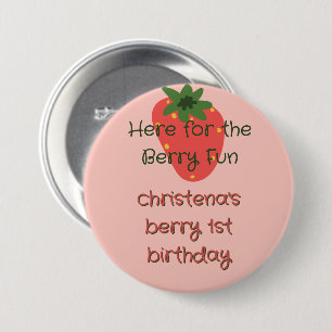 Berry First Birthday Guest 7.5 Cm Round Badge