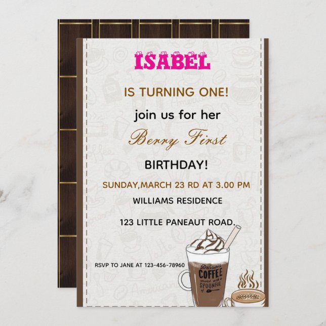 Berry First birthday invitation (Front/Back)