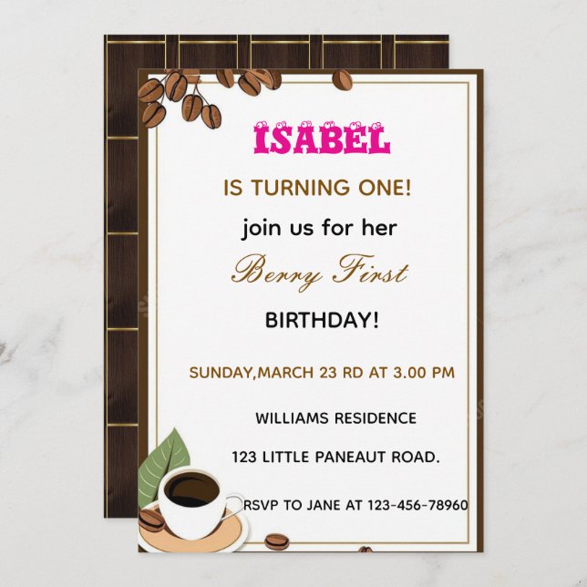Berry First birthday invitation (Front/Back)
