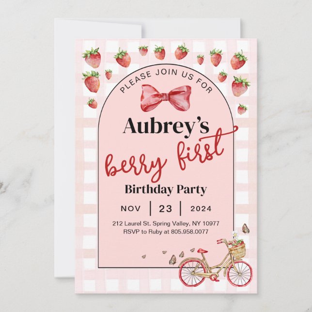 Berry First Birthday Invitation (Front)