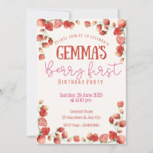 Berry First Birthday Invitation 