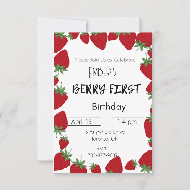 Berry First Birthday Invitation (Front)