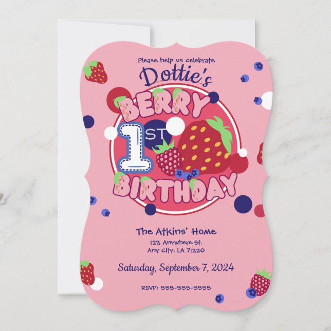 Berry First Birthday Invitation (Front)