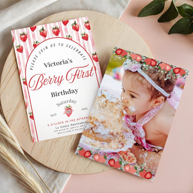Berry First Birthday Invitation Card (Creator Uploaded)