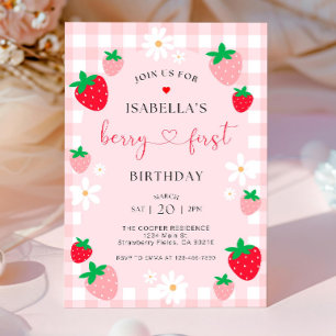 Berry First Birthday Invitation, Editable 1st Birt Invitation