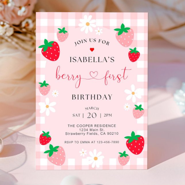 Berry First Birthday Invitation, Editable 1st Birt Invitation (Creator Uploaded)
