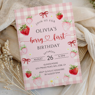 Berry First Birthday Invitation for Girl Party