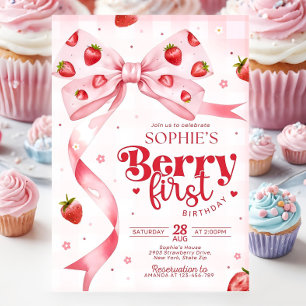 Berry First Birthday Invitation Strawberry Birthda