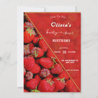 Berry First Birthday Invitation | Strawberry Theme