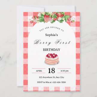 Berry First birthday invitation template berry