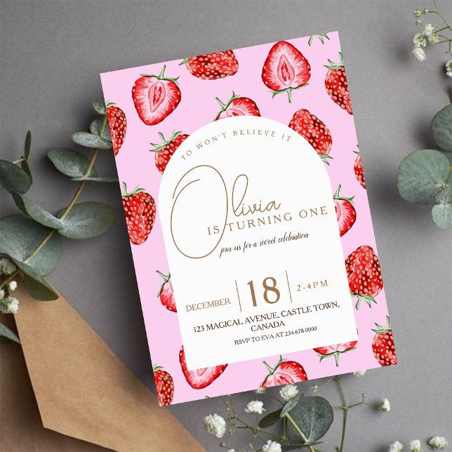 Berry First Birthday Invitation Watercolor (Creator Uploaded)