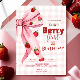 Berry First Birthday Invite Strawberry Birthday 1