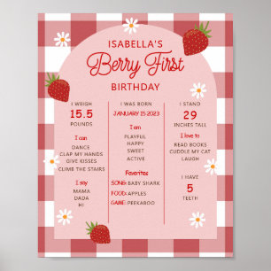 Berry First Birthday Milestone Poster