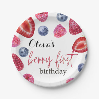 Berry first birthday  paper plate